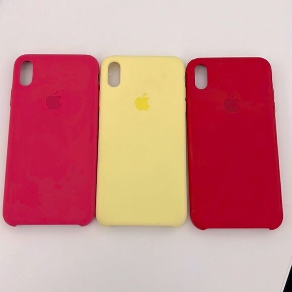 APPLE iPhone XS Max Silicone Case - Hibiscus Mellow yellow Apple red - Picture 1 of 4